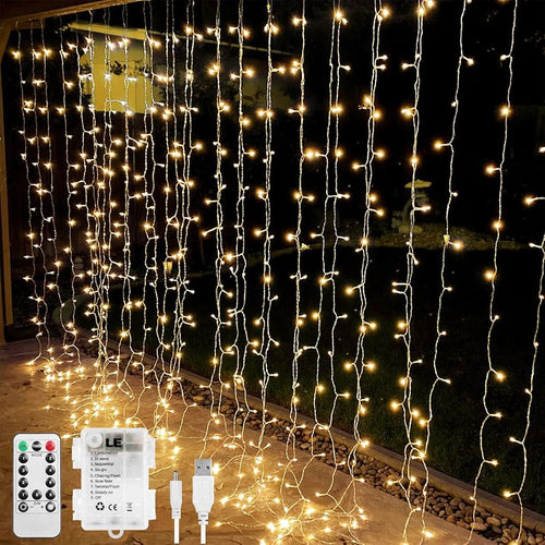 CORTINA DE LUCES 3x3 M. CALIDA Y MULTICOLOR  CON CONTROL