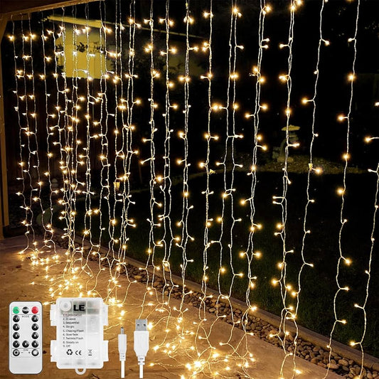 CORTINA DE LUCES 3x3 M. CALIDA Y MULTICOLOR  CON CONTROL